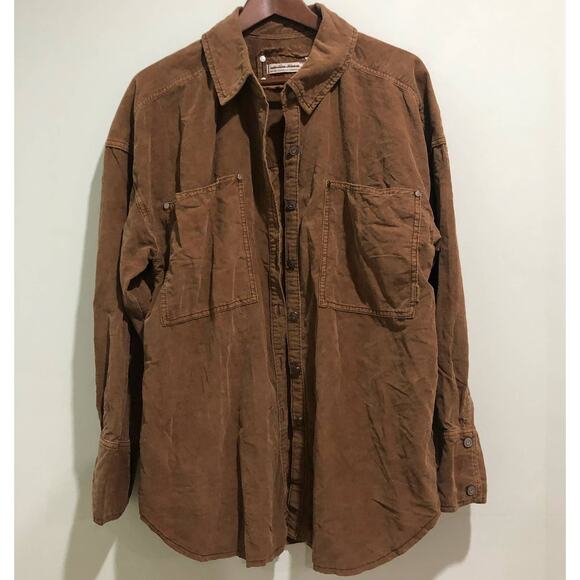 Free People Baby Corduroy Button Down Oversize Collared Long Sleeve Shirt M - Picture 5 of 13